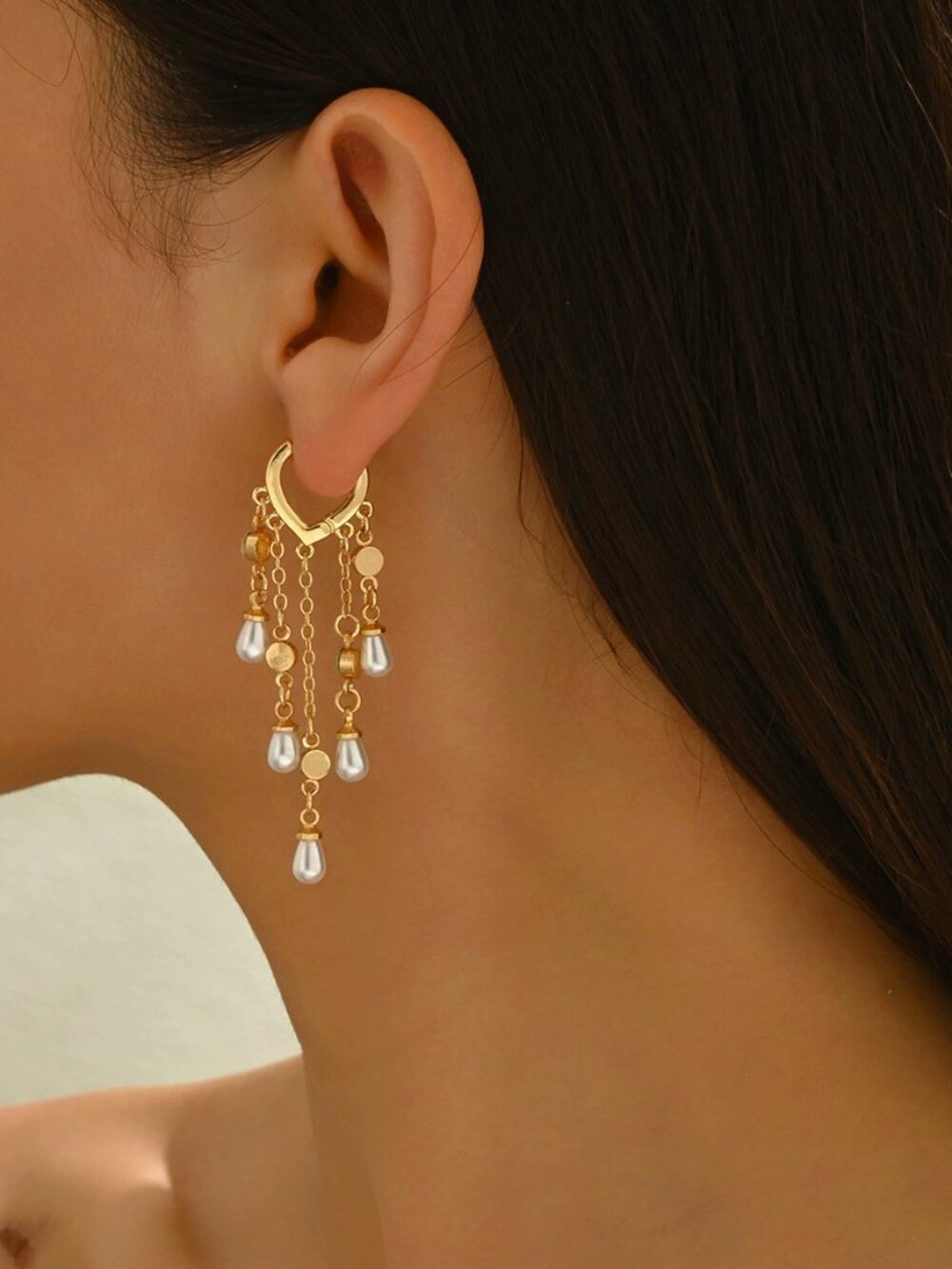 Gold Tassel Dangle Earrings for Women, Multi-Layered Chain Drop Earrings